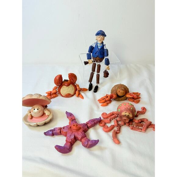 Vintage 6 Anthromorphic Nautical Figurines Sailor with Seacrratures Sitters - Picture 12 of 13